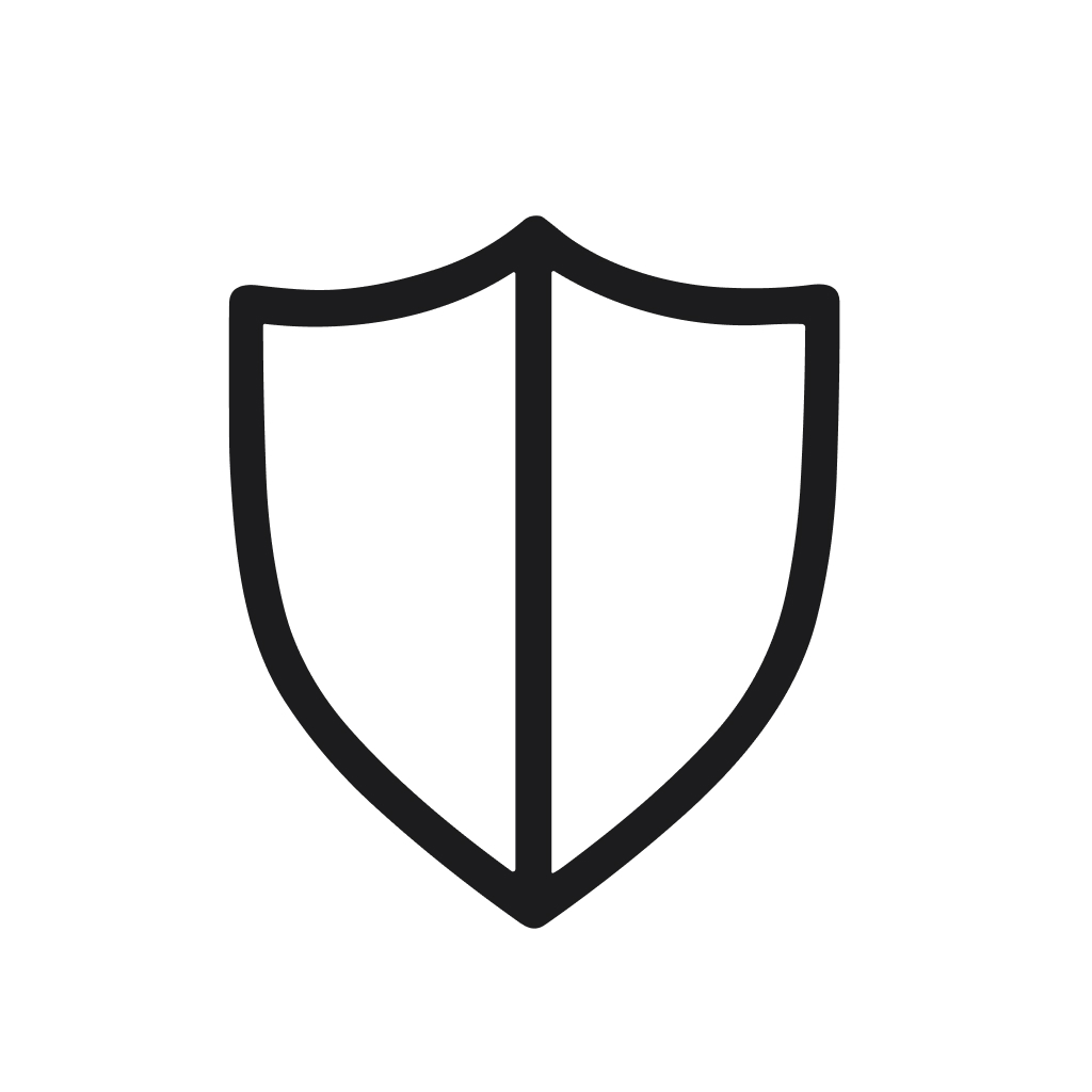 Minimalist Outline Shield Security Element Protection Symbol Shape Icon Graphic
