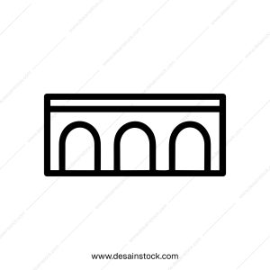 Outline Simple Aqueduct Stone Bridge Architecture Landmark Building Line Art Icon