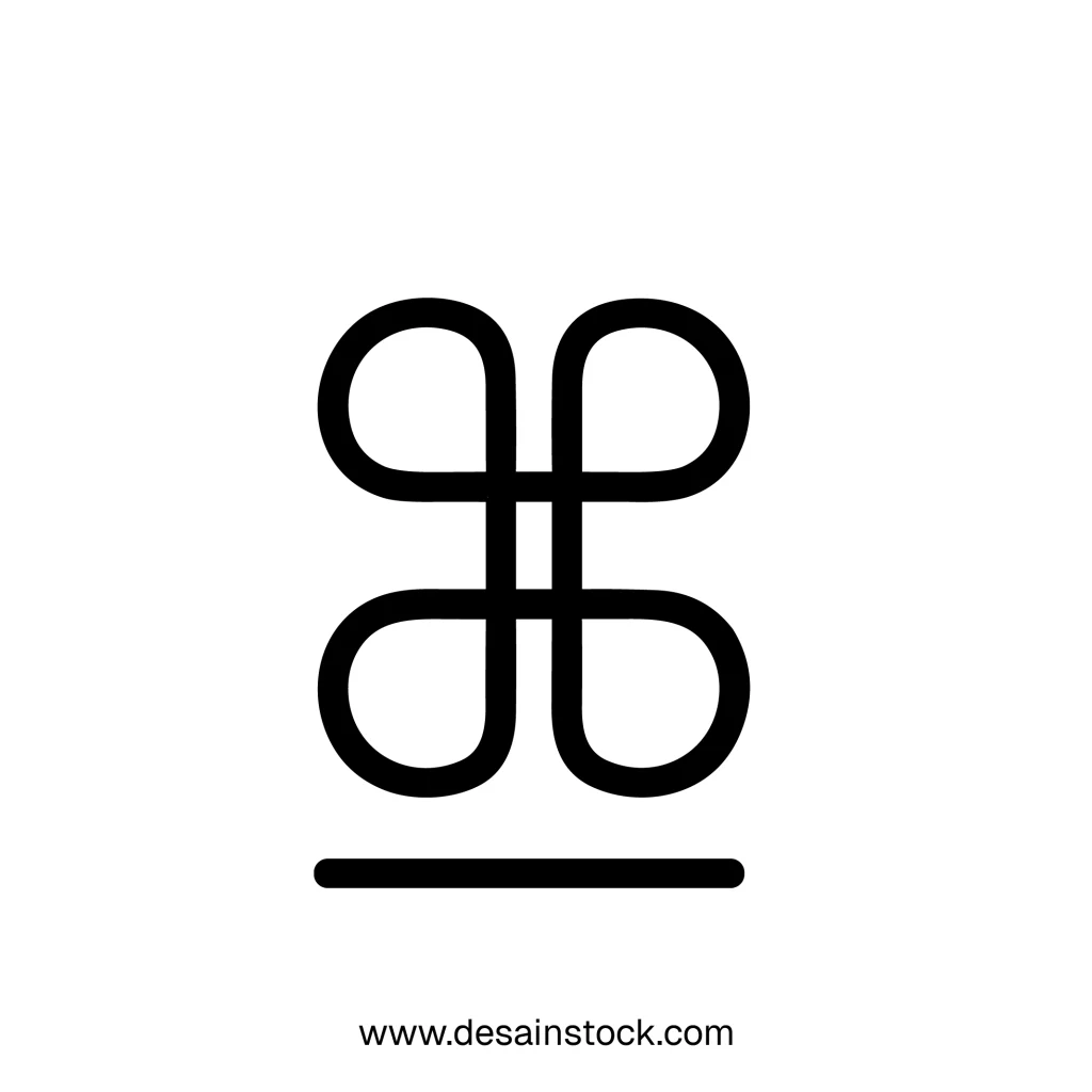 Minimalist Outline Loop Square Shape Symbol with Underline Icon