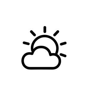 Minimalist Outline Weather Icon with Sun Partially Hidden Behind Cloud