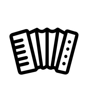 Simple Outline Accordion Musical Instrument with Bellows Icon Line Art