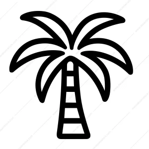 Simple Line Art Palm Tree Exotic Nature Icon Illustration