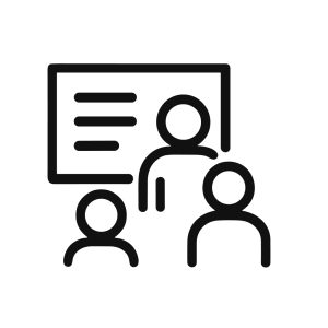 Simple Outline Class Presentation With Students Icon Shape Element