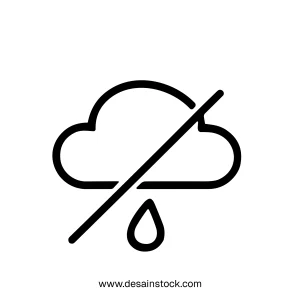 Line Art Illustration No Rain Cloud Symbol Weather Icon Design