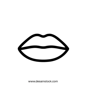 Minimalist Outline Lip Shape Facial Feature Body Part Line Art