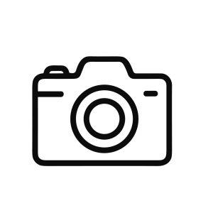 Simple Line Art Camera Lens Icon Symbol for Media Devices
