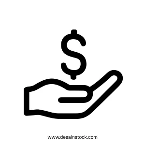 Outline Handdrawn Open Hand Holding Dollar Currency Financial Sign Icon