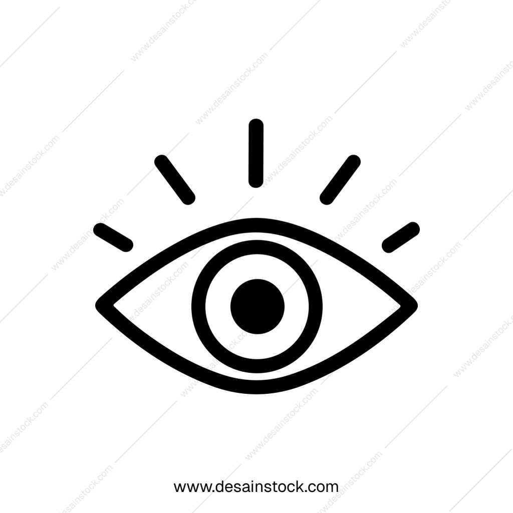 Minimalist Line Drawing Eye with Lashes Icon in Black and White
