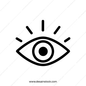 Minimalist Line Drawing Eye with Lashes Icon in Black and White