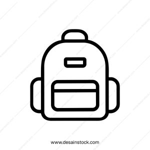 Minimalist Outline School Bag Line Art Style Back to School Icon