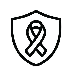 Minimalist Outline Ribbon Symbol Inside Shield Healthcare Awareness Icon