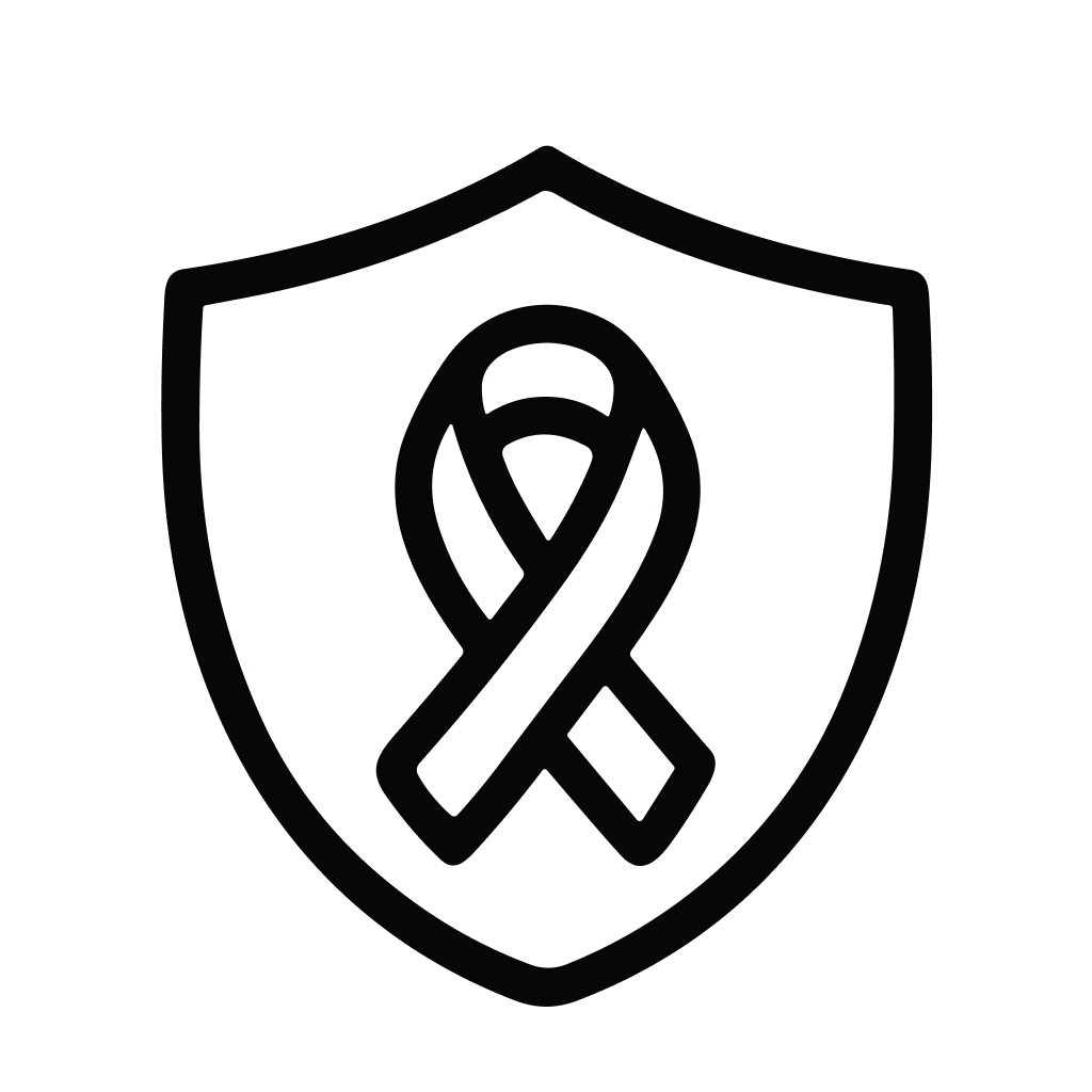 Minimalist Outline Ribbon Symbol Inside Shield Healthcare Awareness Icon
