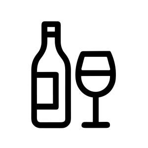 Simple Outline Bottle and Glass Beverage Restaurant Icon Illustration