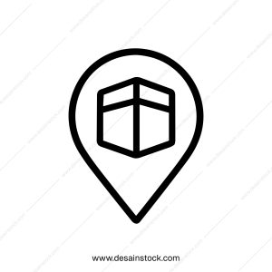 Simple Outline Kaaba Location Pin Icon for Islamic Pilgrimage Hajj