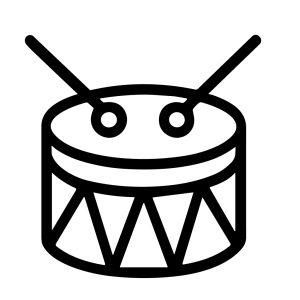 Outline Simple Drum Musical Instrument With Stick Line Art Icon