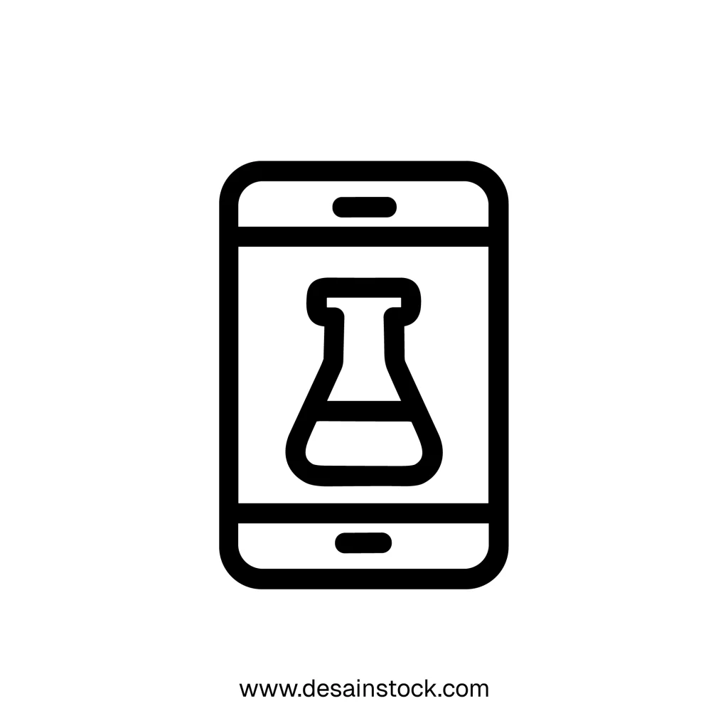 Simple Outline Flask On Smartphone Screen Science Education Icon