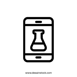 Simple Outline Flask On Smartphone Screen Science Education Icon