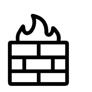 Minimalist Outline Brick Wall with Fire Flame Security Icon Element