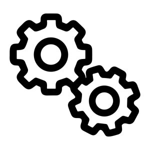 Simple Outline Two Gear Mechanical Process Symbol Sign Icon Design