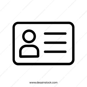 Simple Outline Identity Card Badge Icon with Person and Information Lines
