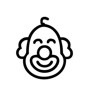 Minimalist Outline Smiling Clown Face Funny Character Icon Illustration