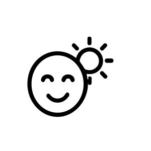 Outline Simple Smiling Face with Sun Shape Icon Design Element