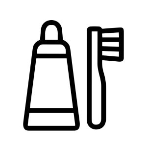 Simple Outline Toothpaste and Toothbrush Dental Hygiene Essential Icon