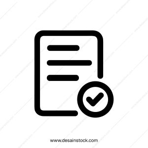 Outline Minimalist Document Checkmark Completed Task Icon with Rounded Edges