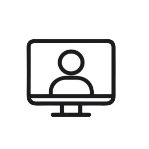 Simple Outline Monitor with Person on Screen Icon Illustration