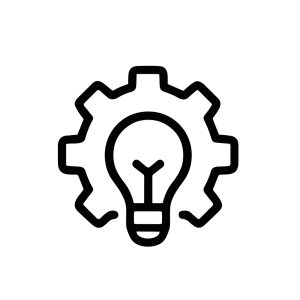 Thin Line Gear and Bulb Symbol of Innovative Idea Innovation Icon