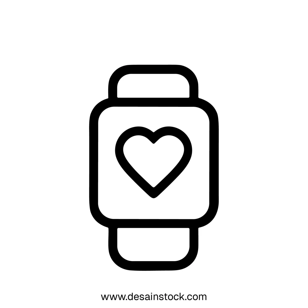 Outline Simple Smartwatch Heartbeat Health Tracker Technology Device Icon