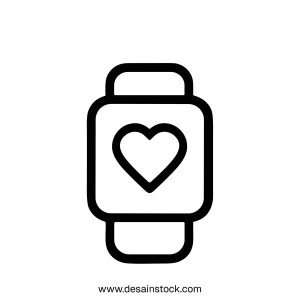 Outline Simple Smartwatch Heartbeat Health Tracker Technology Device Icon