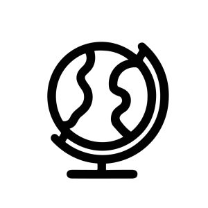 Minimalist Outline Earth Globe Geography Learning Symbol Icon Illustration