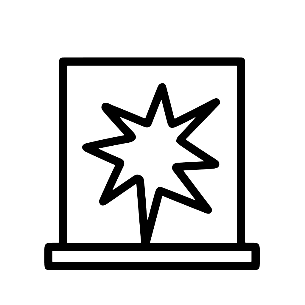 Minimalist Outline Broken Glass Icon Damaged Window Hazard Symbol