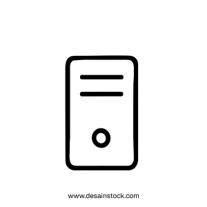 Minimalist Line Drawing Desktop Computer Server Tower Case Illustration