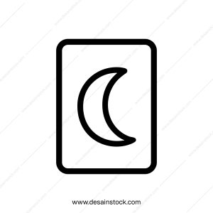 Simple Outline Crescent Moon on Card Shape Icon for Nighttime