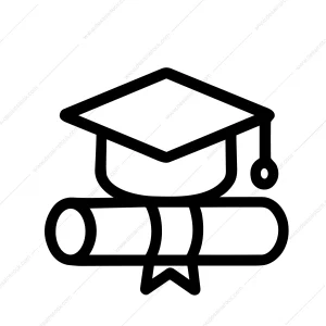 Simple Outline Graduation Cap and Diploma Achievement Education Icon