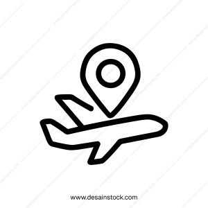 Minimalist Outline Airplane Location Travel Route Destination Icon Symbol