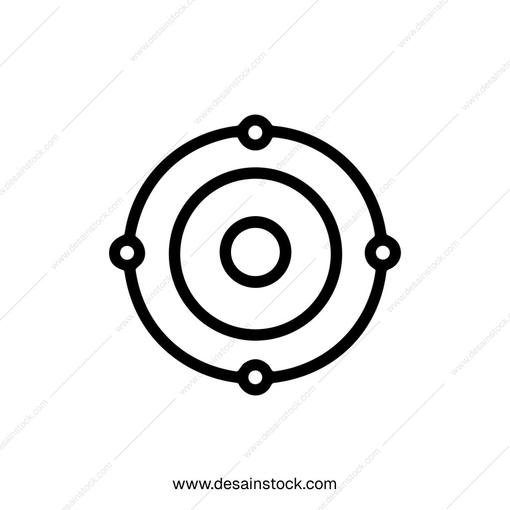 Outline Concentric Circle with Dots Geometric Target Icon Shape