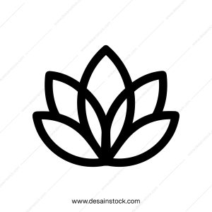 Minimalist Outline Lotus Flower Blossom with Detailed Petals Line Art Icon