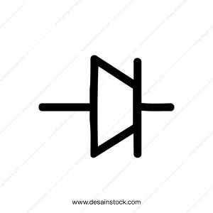 Simple Lineart Diode Symbol Electronic Component Engineering Technology Drawing