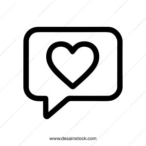 Minimalist Outline Heart Inside Chat Bubble Speech Balloon Icon