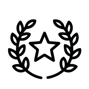Handdrawn Simple Laurel Wreath with Star Shape Decorative Element Icon