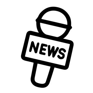 Doodle Drawing Microphone with News Sign Media Journalism Icon