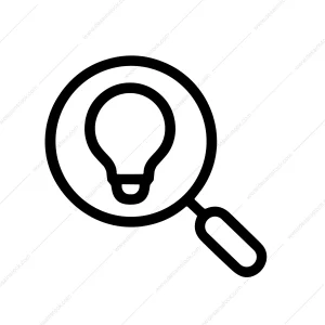 Simple Outline Search Idea Bulb with Magnifying Glass Icon