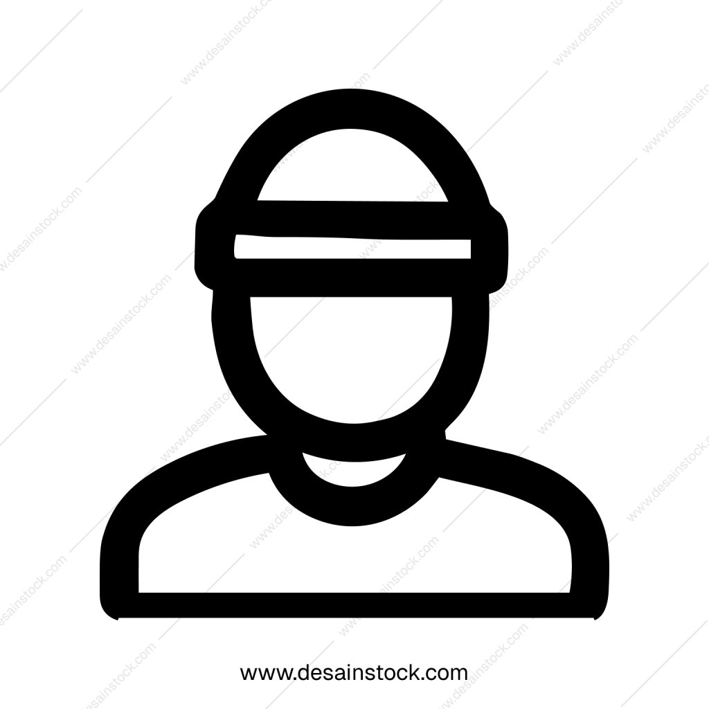 Minimalist Outline Person Wearing a Headband Avatar Profile Icon Illustration