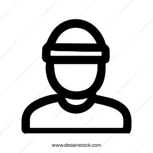 Minimalist Outline Person Wearing a Headband Avatar Profile Icon Illustration