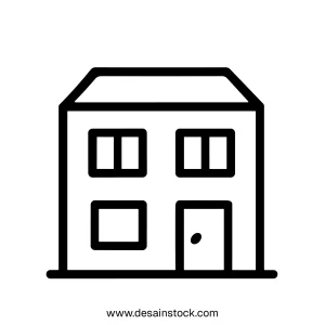 Simple Outline House Building Residence Dwelling Structure Icon Symbol Design