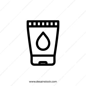 Minimalist Outline Cream Tube with Drop Element Skincare Line Art Icon