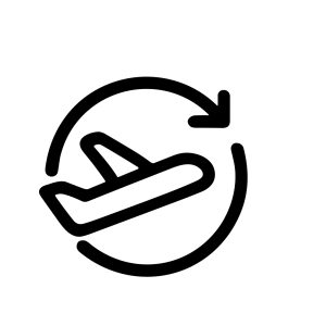 Minimalist Line Art Airplane Return Flight Travel Transportation Icon Symbol